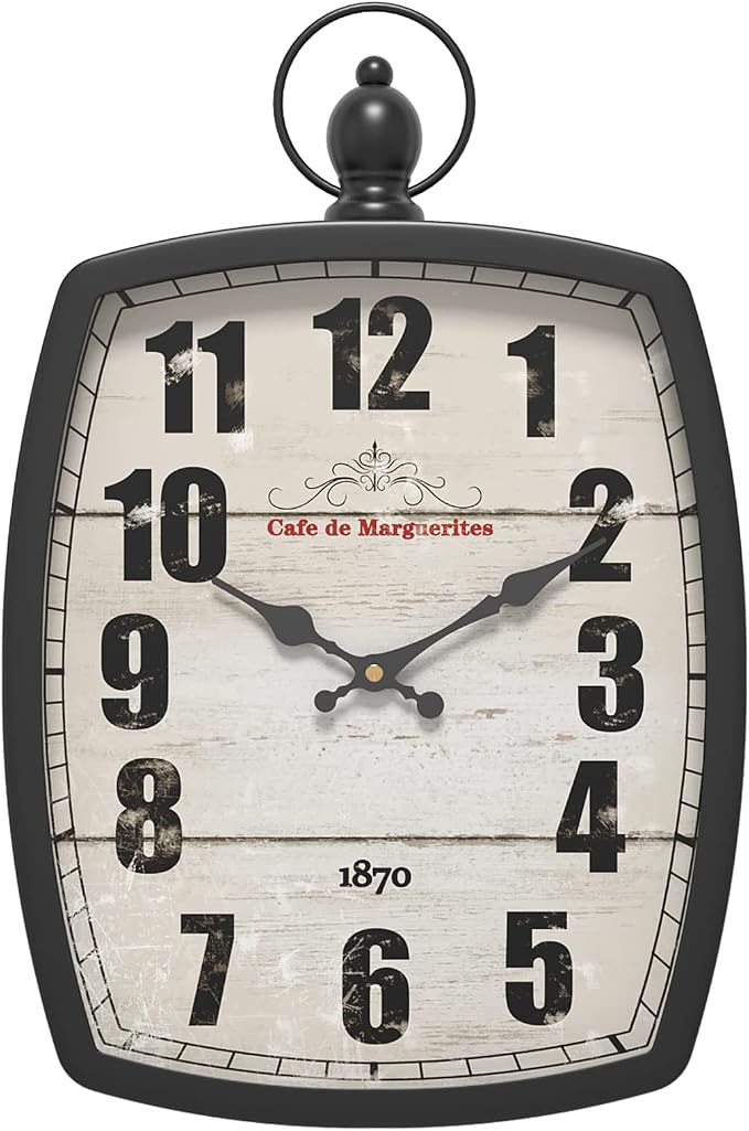 Menterry Large Retro Rectangle Wall Clock, Battery Operated Silent Decor Wall by Menterry