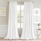 MIULEE Pure White Back Tab Blackout Curtains 102 Inch Long 2 Panels Set by MIULEE