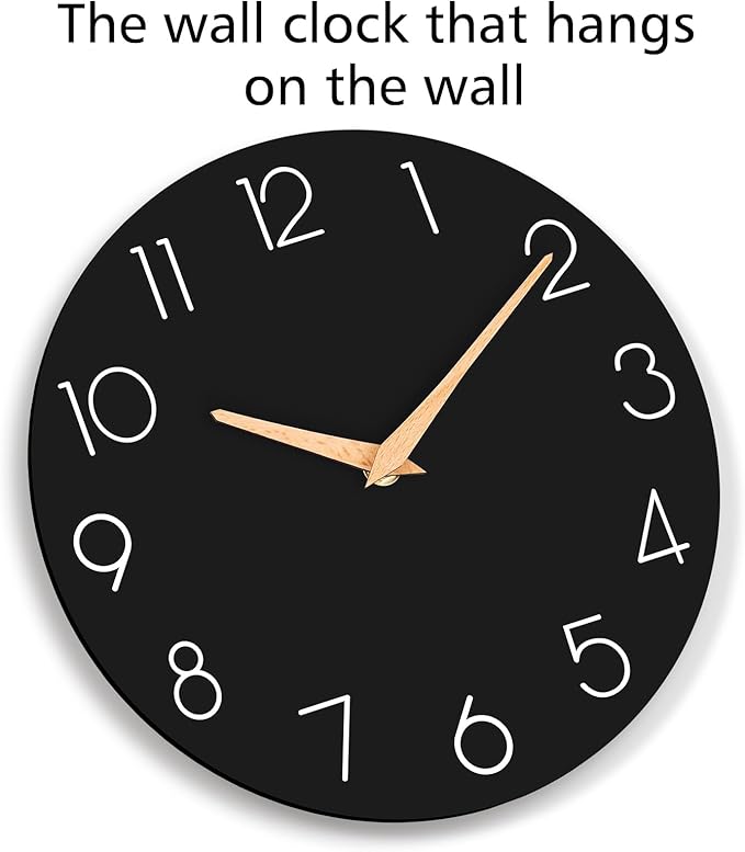 cicininc Wall Clock, 10 Inch Wooden Silent Non-Ticking, Decorative Battery - Image 6