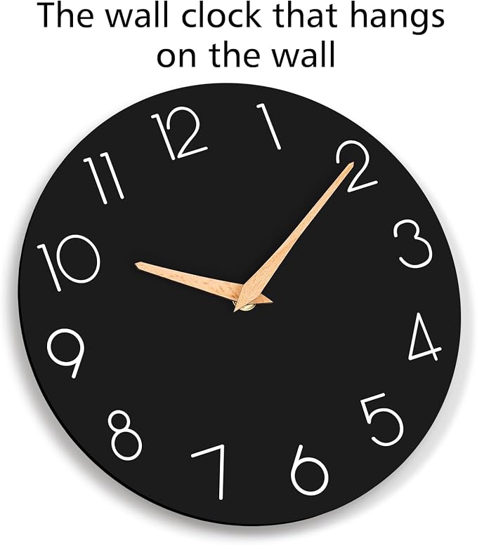cicininc Wall Clock, 14 Inch Wooden Silent Non-Ticking, Decorative Battery - Image 6