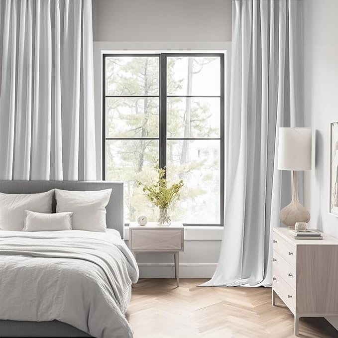 MIULEE Greyish White Back Tab Blackout Curtains 72 Inches Long 2 Panels Set - Image 2