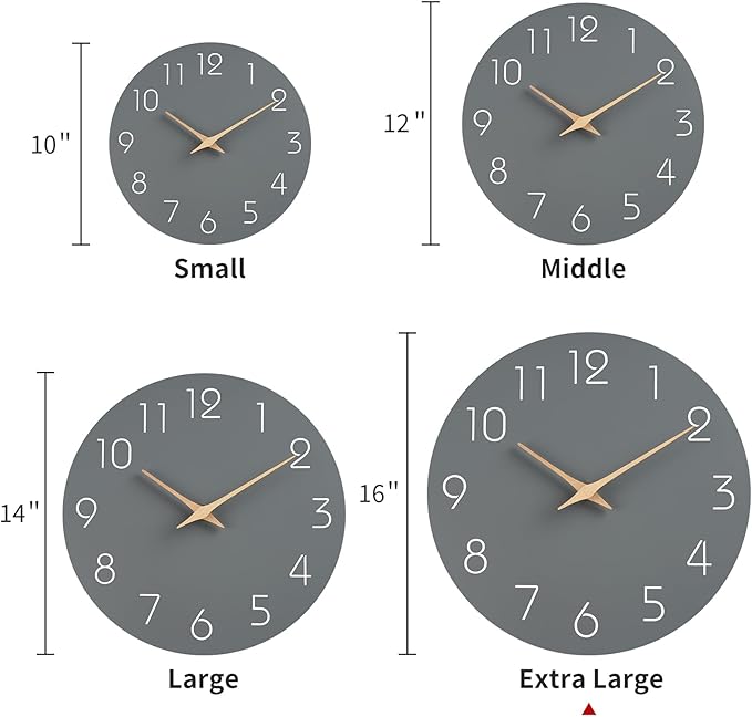 Mosewa Large Wall Clock 16 Inch Gray Modern Silent Non Ticking Battery Operated - Image 3