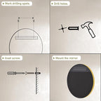 VooBang 24 inch Round Bathroom Mirror, Living Room, Hanging or Leaning - Image 7
