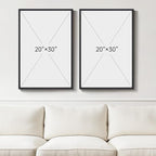 Large Framed Neutral Abstract Wall Art Set of 2, Minimalist Block Lines Pictures - Image 3