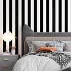 Jeweluck Black and White Wallpaper Peel and Stick Wall Paper 17.7”x236.2” Black - Image 9
