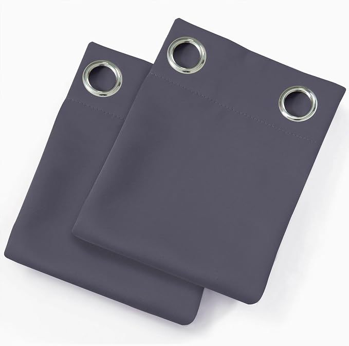 LEMOMO Blackout Curtains 52 x 90 Inch Long Grey Curtains Set of 2 Panels Room - Image 9