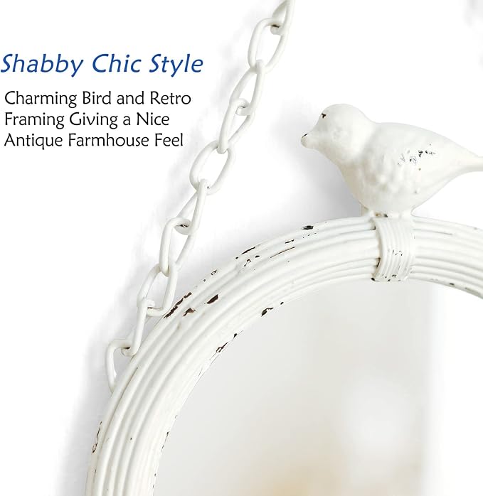 NIKKY HOME 6.7 Inch Decorative Small Hanging Mirrors Vintage Rustic Round Metal - Image 4