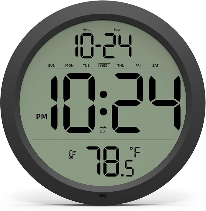 Digital Wall Clock with Date, Indoor Temperature, Battery-Operated Digital Clock by DigitalClocks