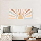 Boho Sun Wall Art Set of 3, Framed Canvas Wall Art Rainbow Sun Rising on the - Image 3