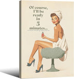 Boho Sage Green Bathroom Poster Vintage 70s Pin Up Girl Wall Art 24X36 inch by Unknown
