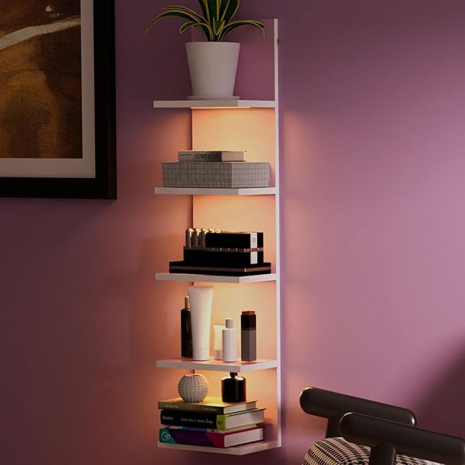 Homaterial 5 Tier Wall Shelf Unit, Modern Vertical Lack Wall Shelves by Homaterial
