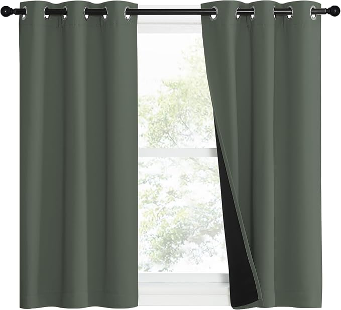 NICETOWN 100% Blackout Curtains 50" Long, Pair of Energy Smart & Noise Blocking - Image 2
