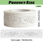 3D Wallpaper Border Floral White Wall Border Trim 197 x 4 Inch Elegant Rose - Image 2
