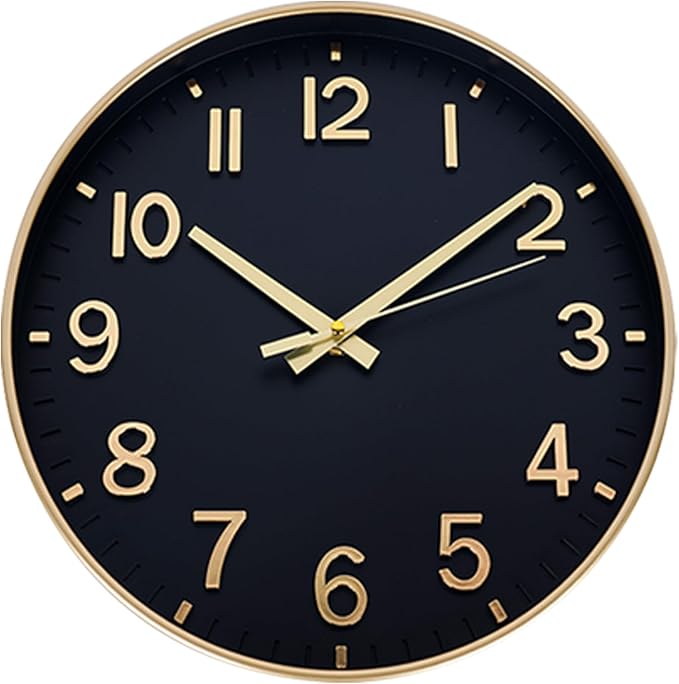 HZDHCLH Wall Clocks Battery Operated, Wall Clock Black Gold, 8 inch Wall Clock by HZDHCLH