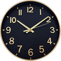 HZDHCLH Wall Clocks Battery Operated, Wall Clock Black Gold, 8 inch Wall Clock by HZDHCLH
