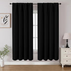 CUCRAF Black Blackout Curtains 63 inch Length 2 Panels Set, Rod Pocket Room by CUCRAF