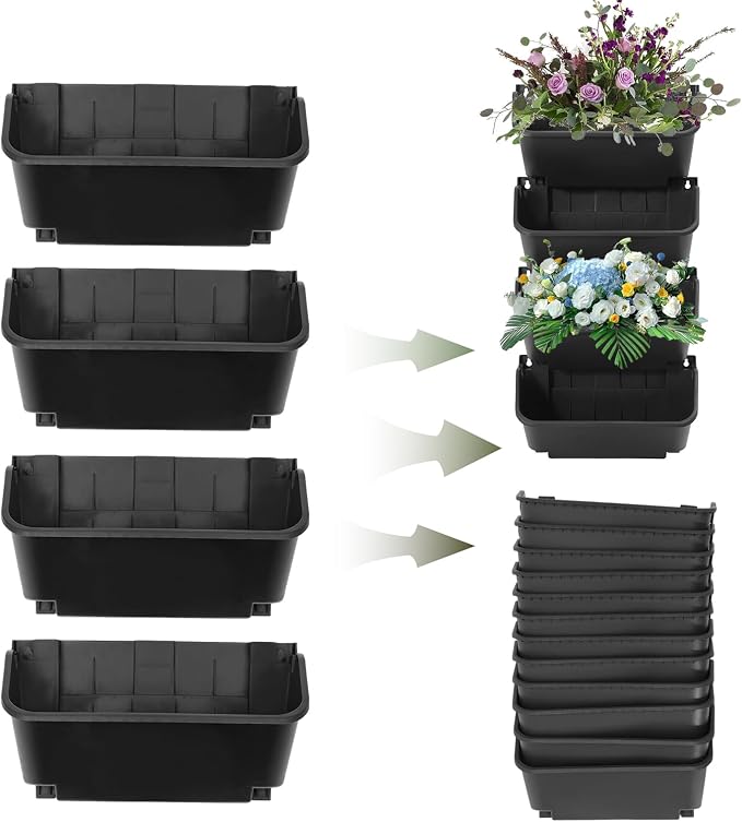 16 Pack Vertical Garden Planter, 13 inch Wall Mounted Planter - Image 5