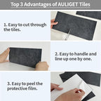 AULIGET 2-Piece Black Slate Peel and Stick Backsplash Wall Tiles, Laundry Room - Image 8