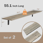 DINZI LVJ Long Wall Shelves, 55.1Inch Wall Mounted Shelves Set of 2, Extra - Image 3