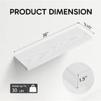 BAYKA White Floating Shelves for Wall, 36 Inches Long Wall Mounted Rustic Wood - Image 3