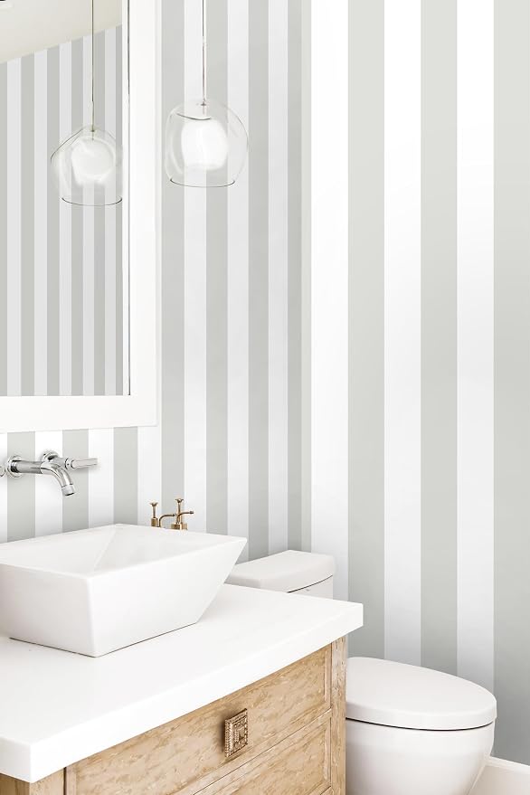 Guvana 17.7"x197" Striped Peel and Stick Wallpaper Grey and White Contact Paper - Image 4