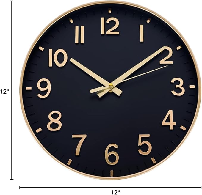 HZDHCLH Wall Clocks Battery Operated, Wall Clock Black Gold, 12 inch Wall Clock - Image 10