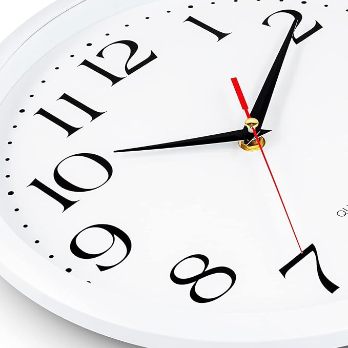 Bernhard Products White Wall Clock Silent Non Ticking, 12 Inch Quality Quartz - Image 2