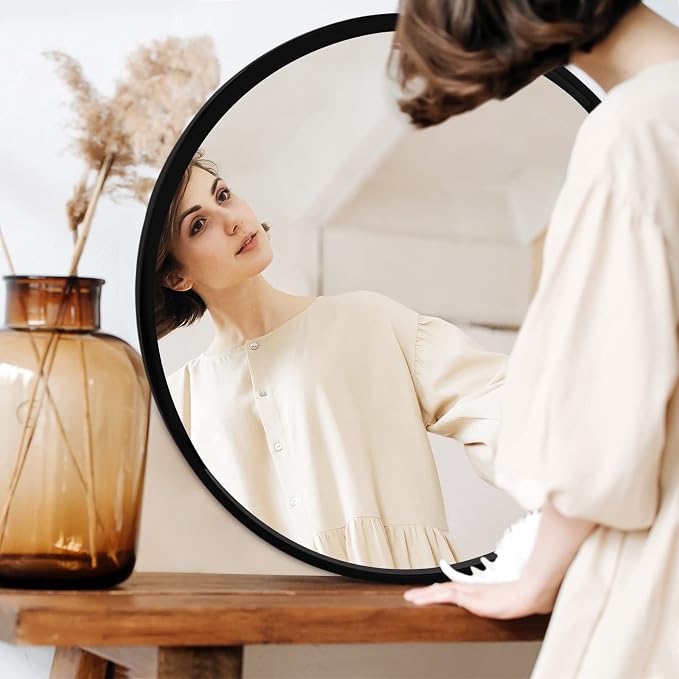 Fabuday Black Circle Mirror for Wall 22 inch - Image 3