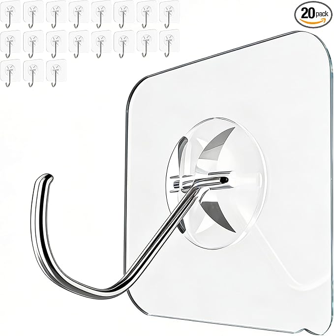 Latoxcaa Heavy Duty Adhesive Hooks 20-Pack: Holds 22lb, Strong Reusable & by Latoxcaa-SpaceMaster