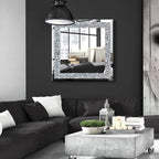Crystal Crush Diamond Sparkly Square Silver Mirror - Image 4
