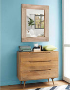 Rectangle Mirror Retro Wooden Wall-Mounted Mirrors Farmhouse Bedroom Bathroom - Image 4