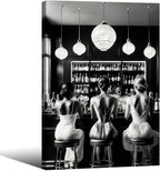 Vintage Black and White Framed Wall Art Trendy Women Drink Cocktail Posters by FuSatisYilife