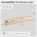 Homeforia 42 inch Wood Floating Shelf, High End Solid Natural Wood 42inch Large - Image 2