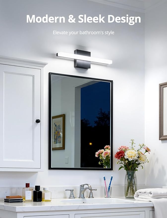 Combuh LED Bathroom Light Fixtures Over Mirror, 16 Inch 9W Black Vanity Light - Image 3