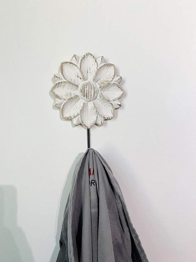 dwellington Decorative Wall Mounted Flower Hooks, Farmhouse Boho Coat Rack - Image 4