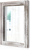 AAZZKANG Large Wall Mirrors 26"x18" Rustic Wood Mirror Rectangle Decorative by AAZZKANG