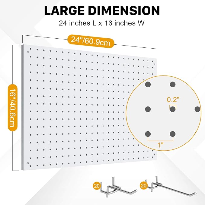 Peg Board, 4 Pack Metal Pegboard Panels White Pegboards Wall Organizer - Image 3