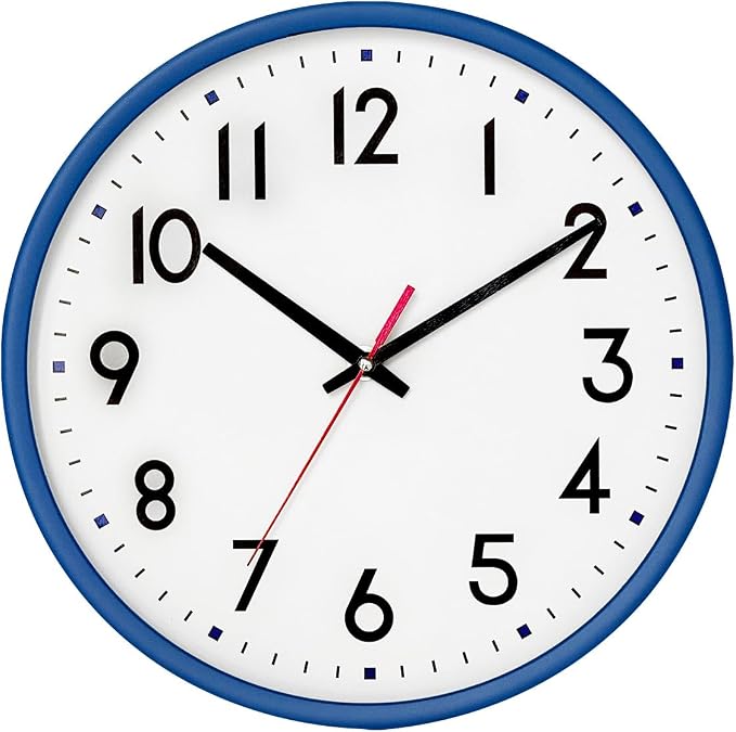 HZDHCLH Wall Clock Blue, Silent Wall Clocks Battery Operated 8 Inch Modern Non by HZDHCLH