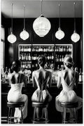 Vintage Black and White Canvas Wall Art Trendy Women Drink Cocktail Posters by FuSatisYilife