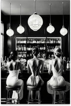 Vintage Black and White Canvas Wall Art Trendy Women Drink Cocktail Posters by FuSatisYilife