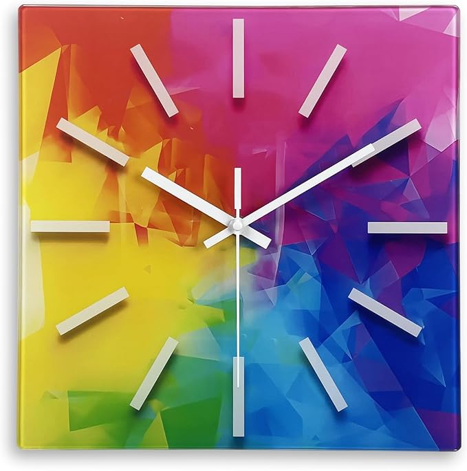 Square Glass Wall Clock Silent Analog Wall Clocks Battery Operated 14 Inch by Constantplanet%E6%97%97%E8%88%B0%E5%BA%97