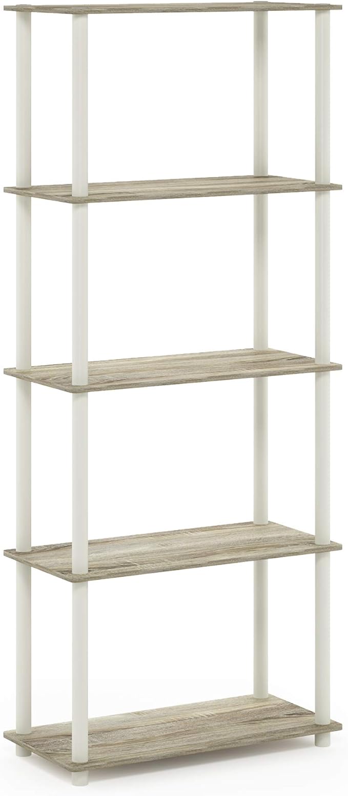 Furinno TURN-N-TUBE Storage Shelves, 5-Tier Book Shelf, Corner Shelf, Toolless - Image 5