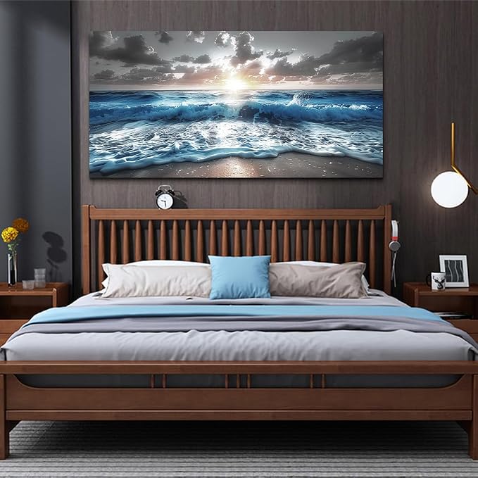 hyidecorart Blue Sea Waves Wall Pictures Framed Wall Art - Image 6