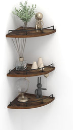Trwcrt Corner Shelf Wall Mounted Set of 3, Floating Wall Shelves Rustic Wooden by Trwcrt