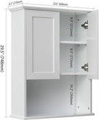 VANIRROR Bathroom Wall Cabinet Wooden Medicine Cabinet Buffering Hinge MDF - Image 2