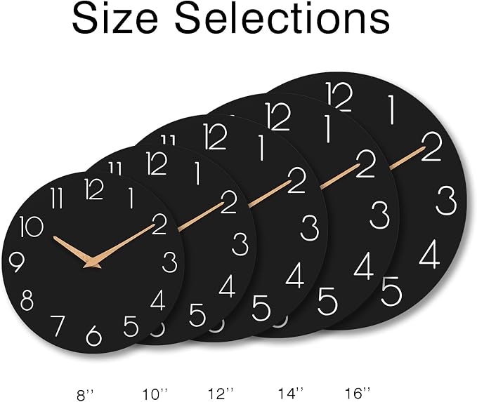 cicininc Wall Clock, 16 Inch Wooden Battery Operated Wall Clocks Silent - Image 3