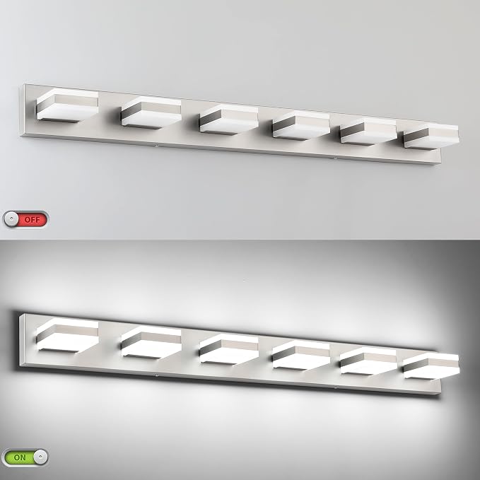 SOLFART LED Modern Bathroom Vanity Lights Over Mirror, Brushed Nickel Vanity - Image 5