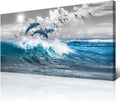 Wapluam Wall Decor For Living Room Large Canvas Wall Art For Bedroom Blue Wave by Wapluam