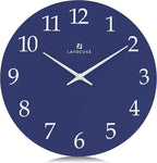 Lafocuse 12 Inch Wooden Navy Blue Wall Clock Battery Operated, Simple by VisiteLafocuse