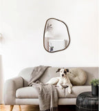 Asymmetrical Accent Mirror for Wall Irregular Oval Wood Frame Modern Unique - Image 3